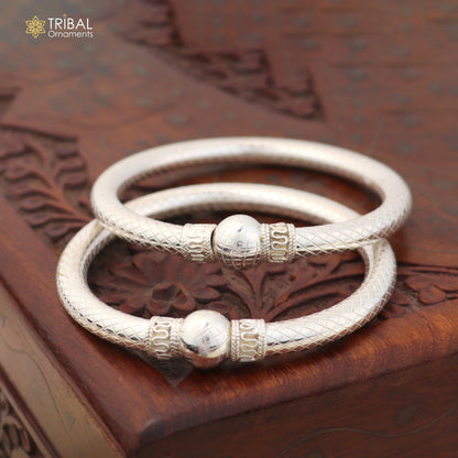 925 Sterling silver customized stylish ball design bangle kada tribal jewelry ba458