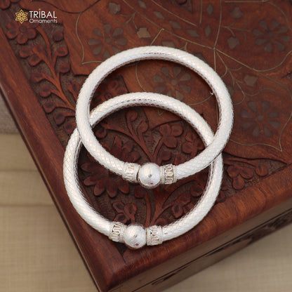 925 Sterling silver customized stylish ball design bangle kada tribal jewelry ba458