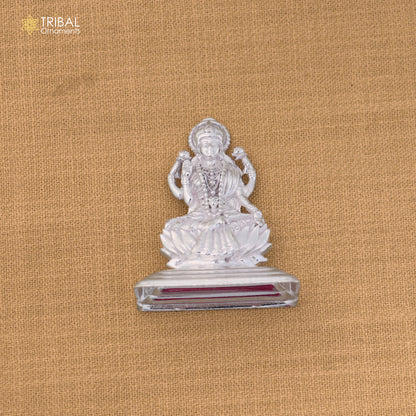 925 Sterling silver God Ganesha with laxmi ji Murti Statue figurine, puja articles su1428