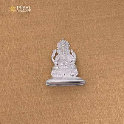 925 Sterling silver God Ganesha with laxmi ji Murti Statue figurine, puja articles su1428