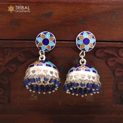 925 sterling silver colorful enamel work Jhumka earring er292