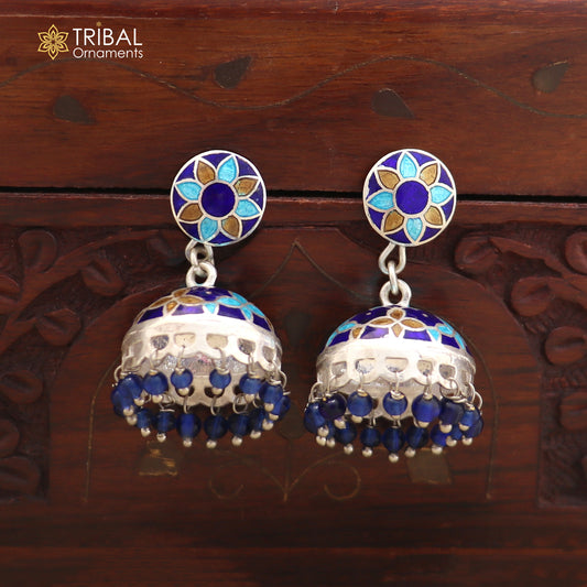 925 sterling silver colorful enamel work Jhumka earring er292