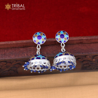 925 sterling silver colorful enamel work Jhumka earring er292