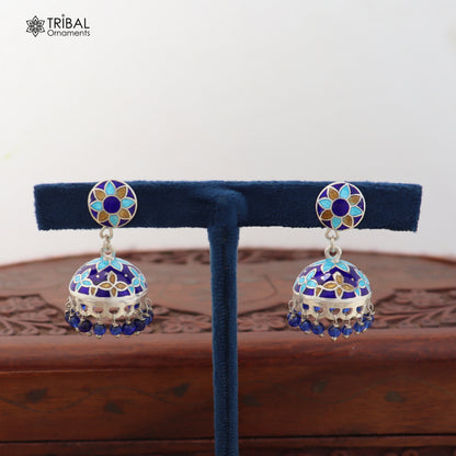 925 sterling silver colorful enamel work Jhumka earring er292
