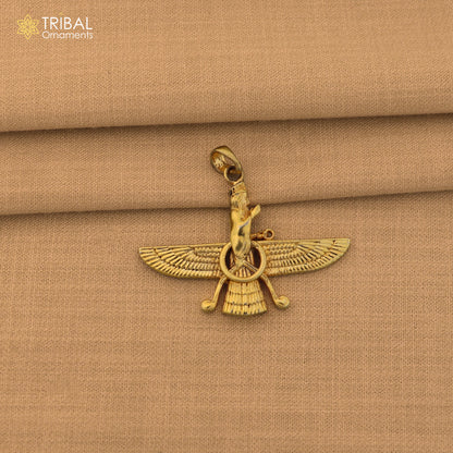 925 sterling silver Faravahar Ahura Mazda pendant Ancient Persia unisex gold polished jewelry nsp1181