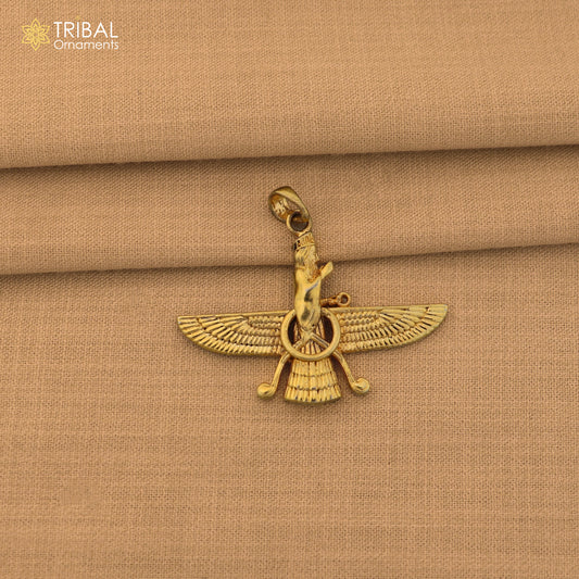 925 sterling silver Faravahar Ahura Mazda pendant Ancient Persia unisex gold polished jewelry nsp1181