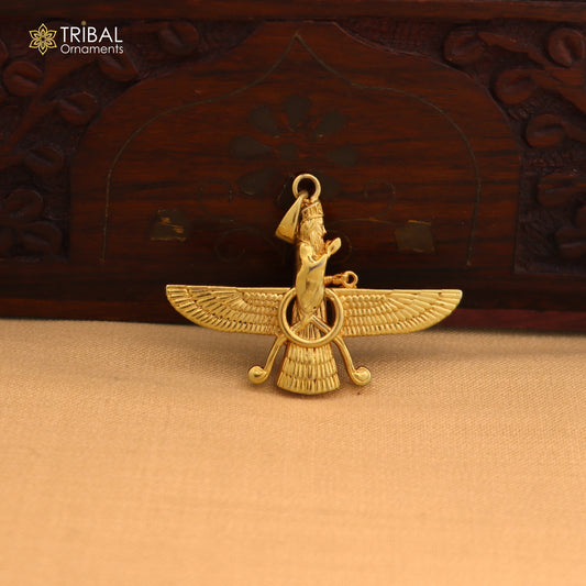 925 sterling silver Faravahar Ahura Mazda pendant Ancient Persia unisex gold polished jewelry nsp1181