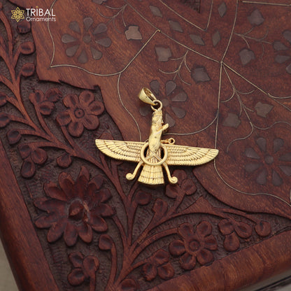 925 sterling silver Faravahar Ahura Mazda pendant Ancient Persia unisex gold polished jewelry nsp1181