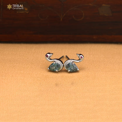 925 sterling silver gorgeous swan shape stone stud earring jewelry er326