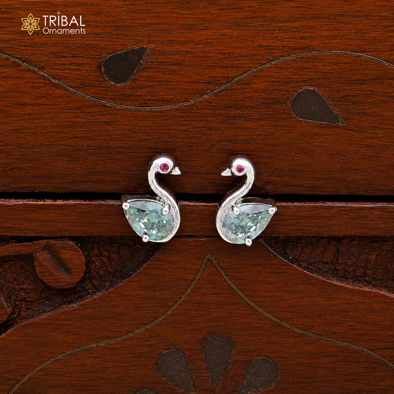 925 sterling silver gorgeous swan shape stone stud earring jewelry er326