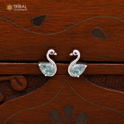925 sterling silver gorgeous swan shape stone stud earring jewelry er326