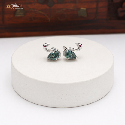 925 sterling silver gorgeous swan shape stone stud earring jewelry er326