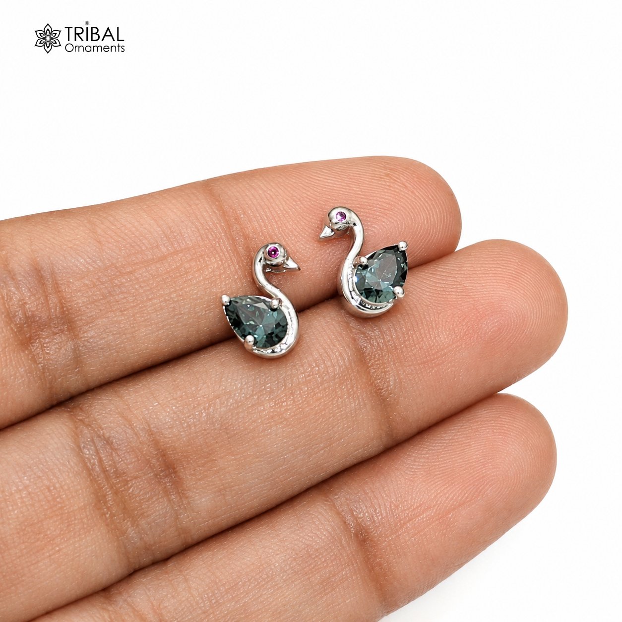925 sterling silver gorgeous swan shape stone stud earring jewelry er326