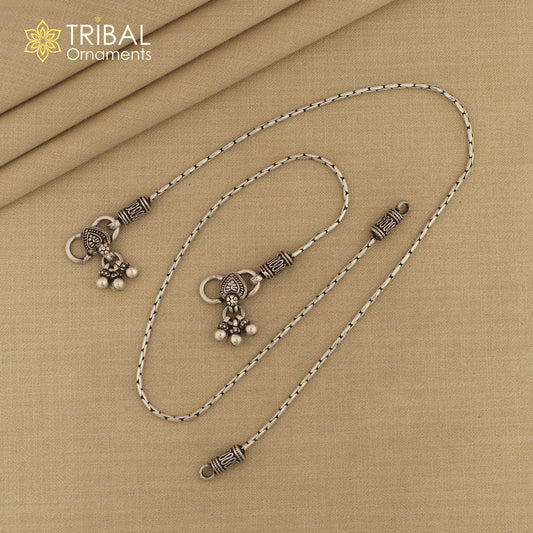 10.5" Vintage style plain chain anklet 925 sterling silver ankle bracelet, silver feet bracelet amazing belly dance jewelry ank592