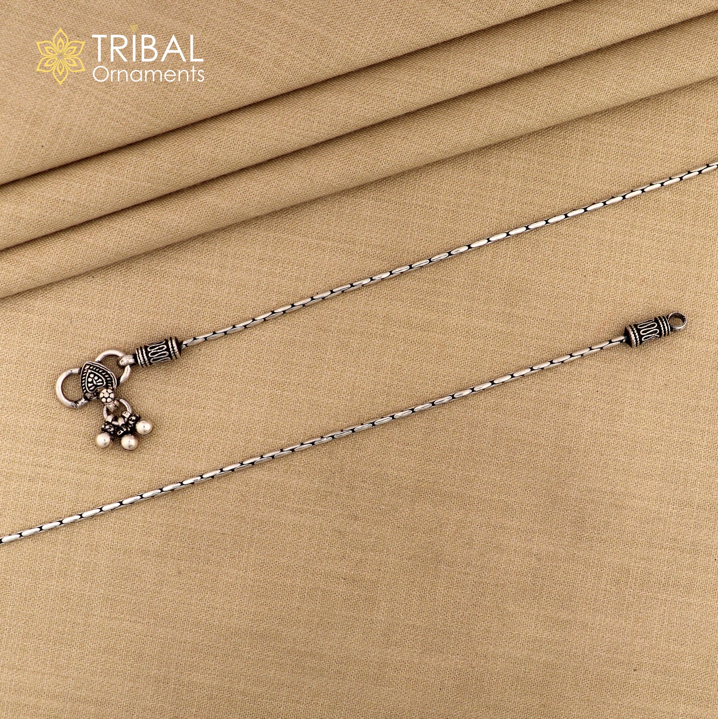 10.5" Vintage style plain chain anklet 925 sterling silver ankle bracelet, silver feet bracelet amazing belly dance jewelry ank592