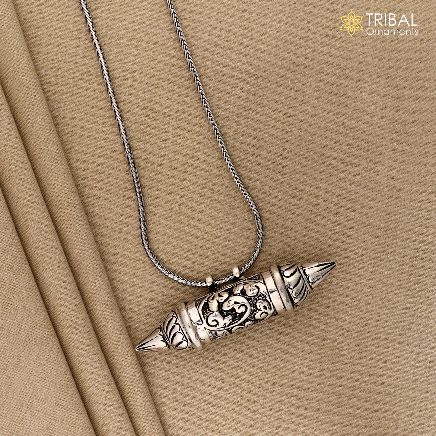 925 Sterling silver vintage Nakshi work design amulet box pendant tribal ethnic jewelry nsp1064