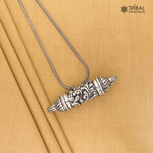 925 Sterling silver vintage Nakshi work design amulet box pendant tribal ethnic jewelry nsp1065