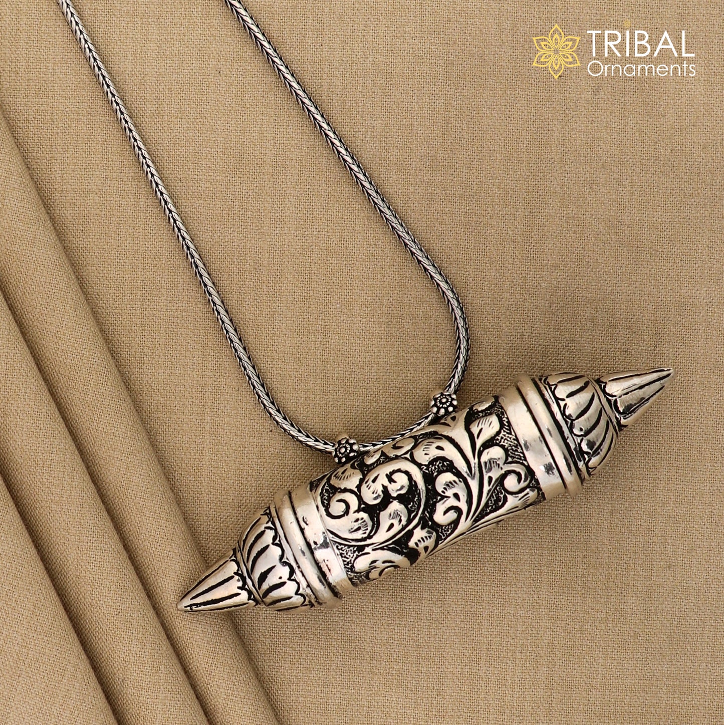 925 Sterling silver vintage Nakshi work design amulet box pendant tribal ethnic jewelry nsp1065