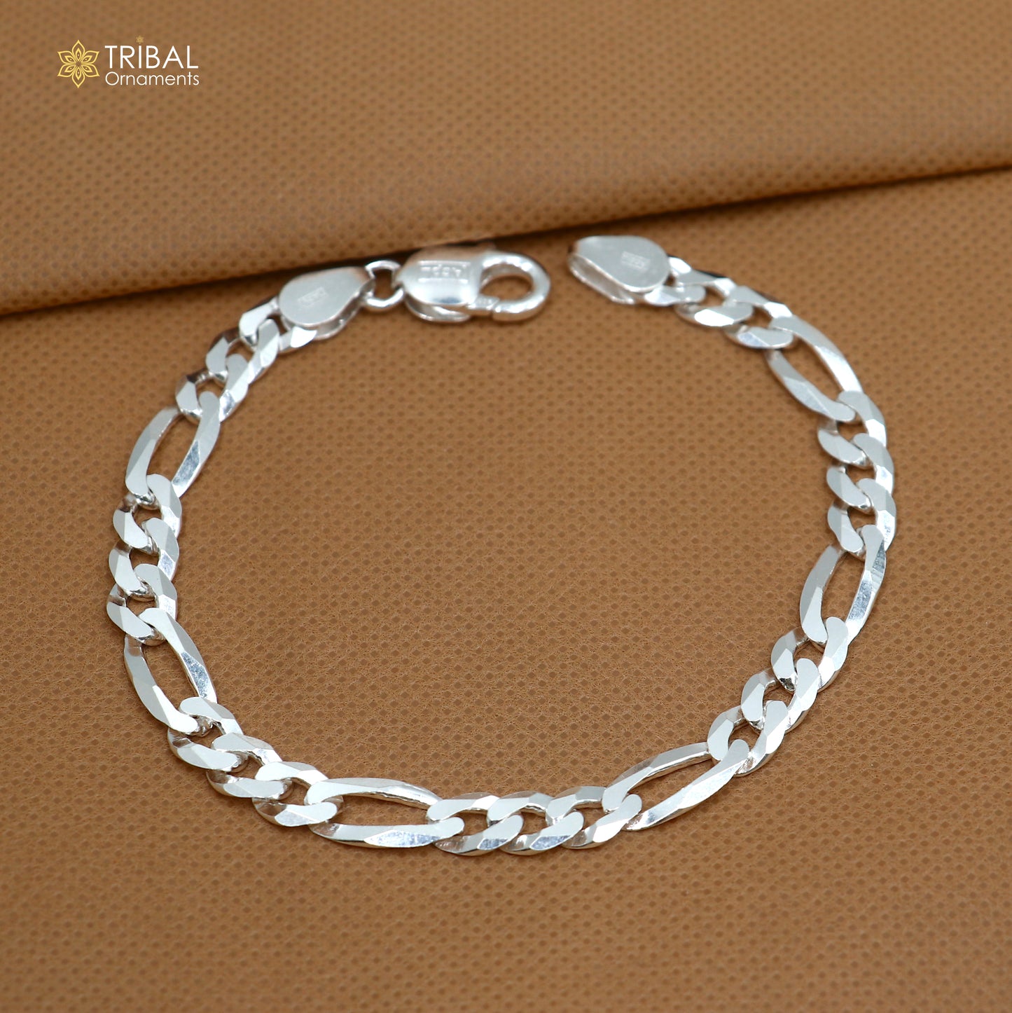8.5" Vintage design solid 925sterling silver handmade Figaro link chain bracelet excellent gifting unisex jewelry sbr791