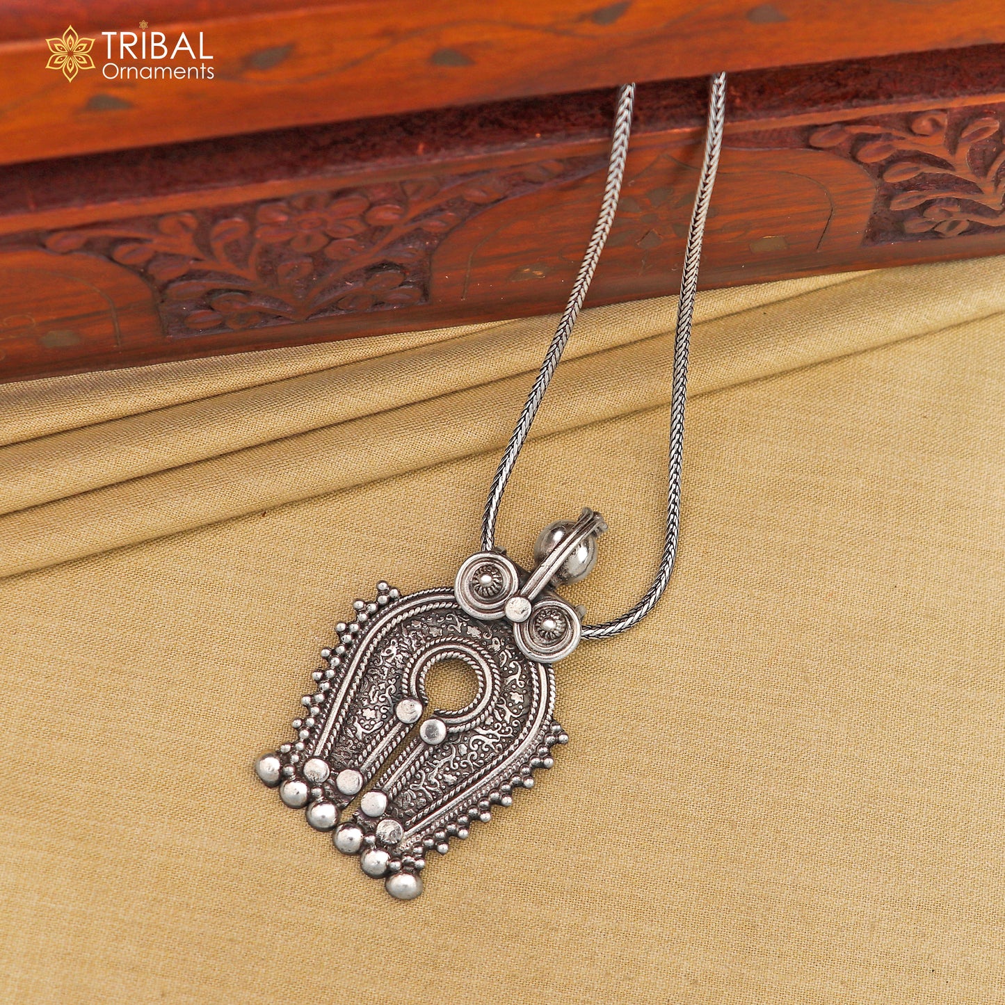 925 sterling silver solid chitai work antique design pedant gorgeous tribal jewelry nsp259