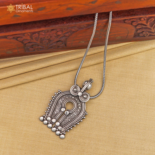 925 sterling silver solid chitai work antique design pedant gorgeous tribal jewelry nsp259
