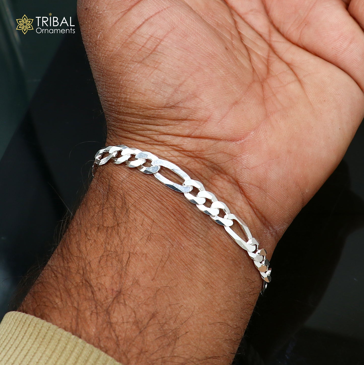 8.5" Vintage design solid 925sterling silver handmade Figaro link chain bracelet excellent gifting unisex jewelry sbr791