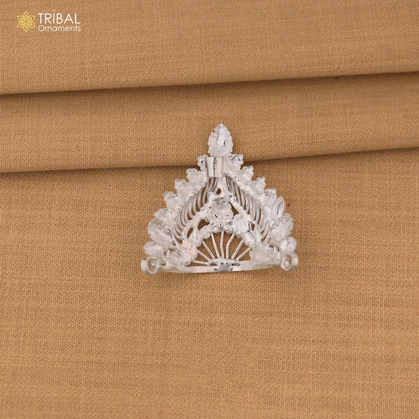 925 sterling silver vintage design krishan Mukut amazing goddess crown home temple art sm58