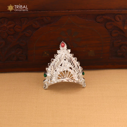 925 sterling silver vintage design krishan Mukut amazing goddess crown home temple art sm58