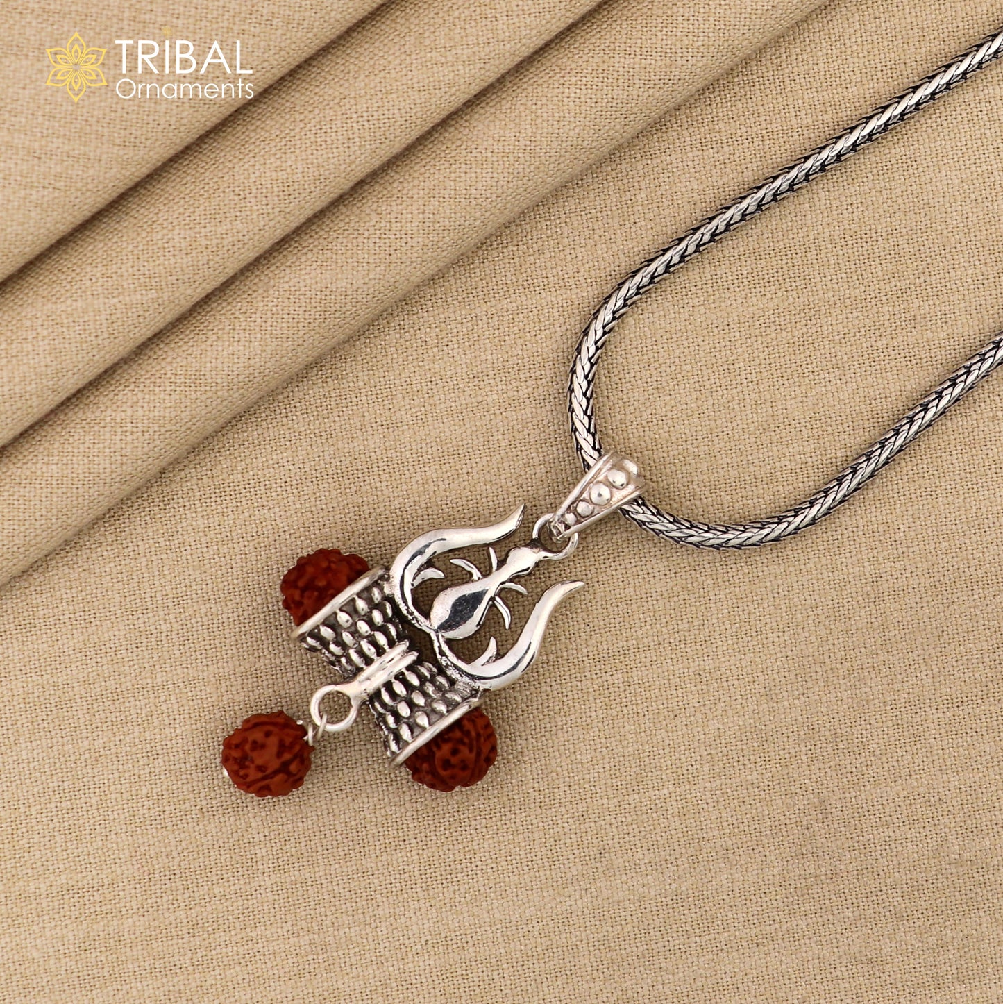 925 sterling silver Lord shiva trident shape rudraksha beads pendant pendant for unisex ssp317