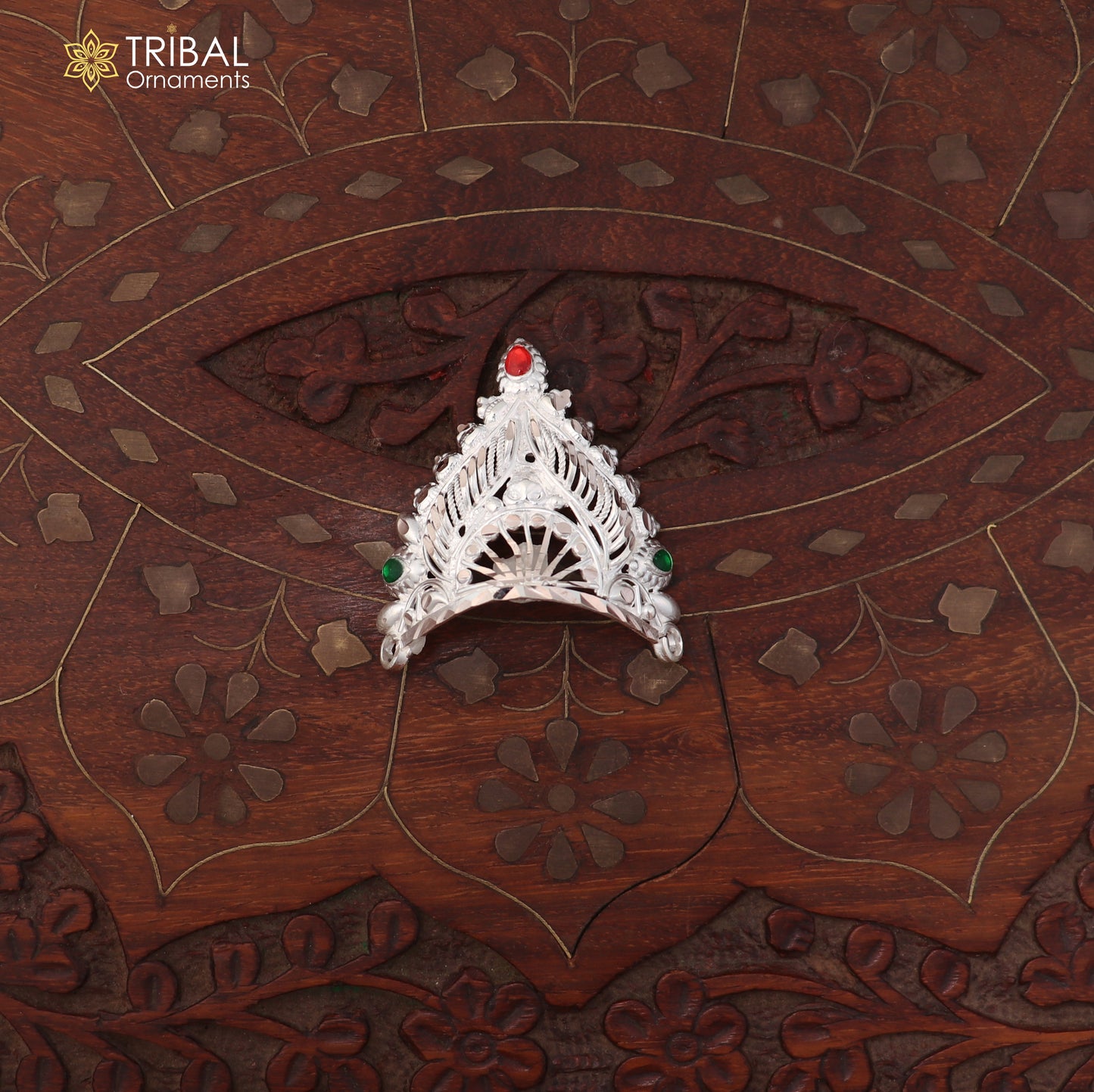 925 sterling silver vintage design krishan Mukut amazing goddess crown home temple art sm58