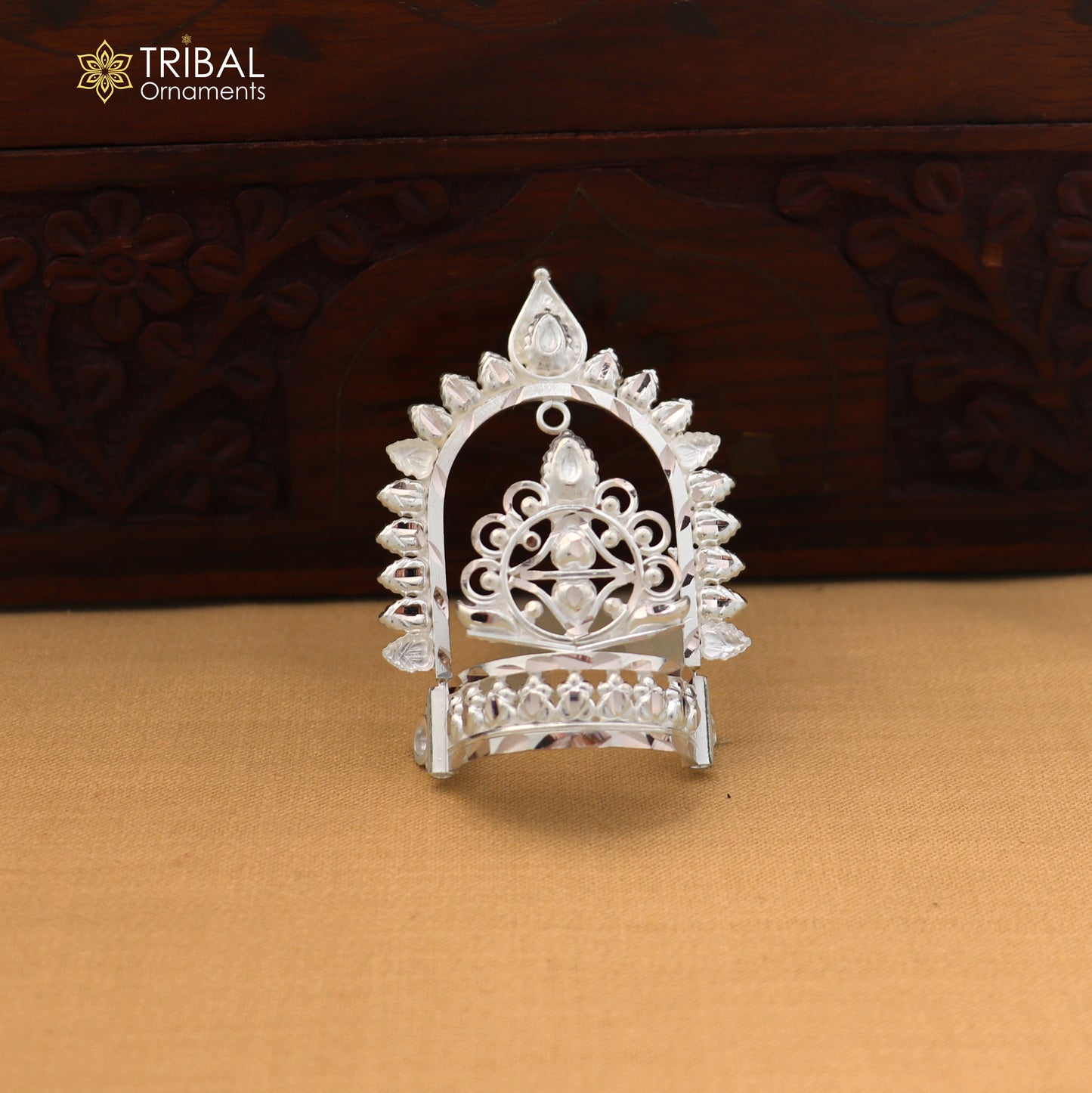925 sterling silver vintage design krishan Mukut amazing goddess crown home temple art sm59