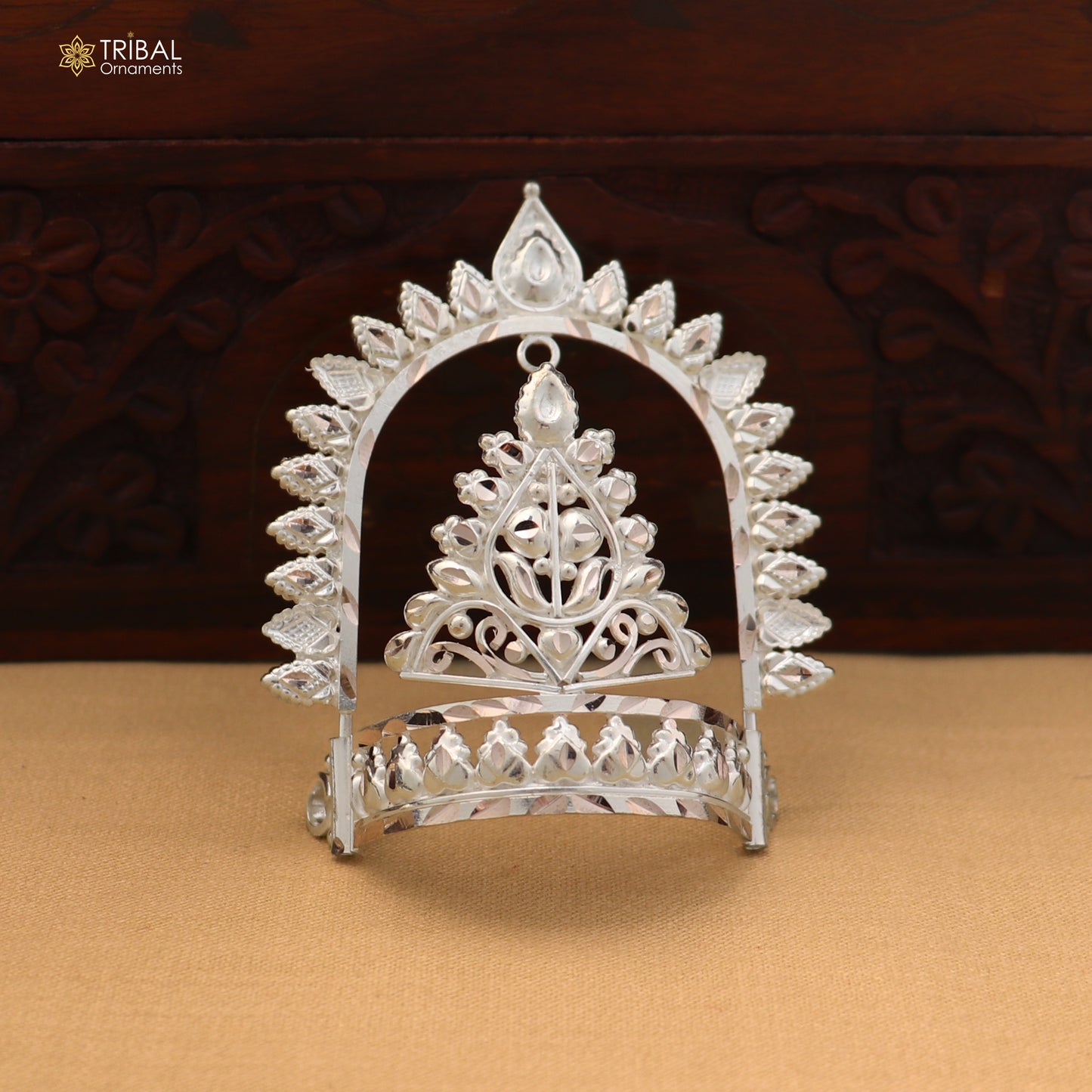 925 sterling silver vintage design krishan Mukut amazing goddess crown home temple art sm60