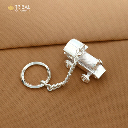 925 Sterling silver unique engine design solid key chain, stylish royal gifting silver accessories unisex gift kch25 - TRIBAL ORNAMENTS