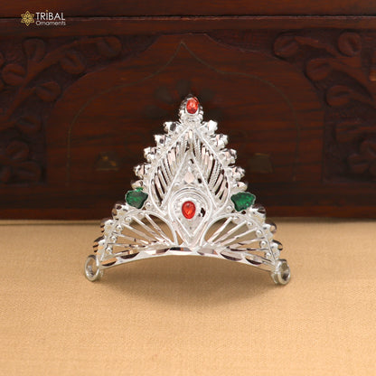 925 sterling silver vintage design krishan Mukut amazing goddess crown home temple art sm61
