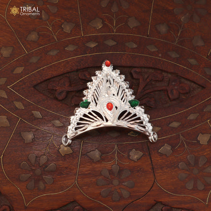 925 sterling silver vintage design krishan Mukut amazing goddess crown home temple art sm61