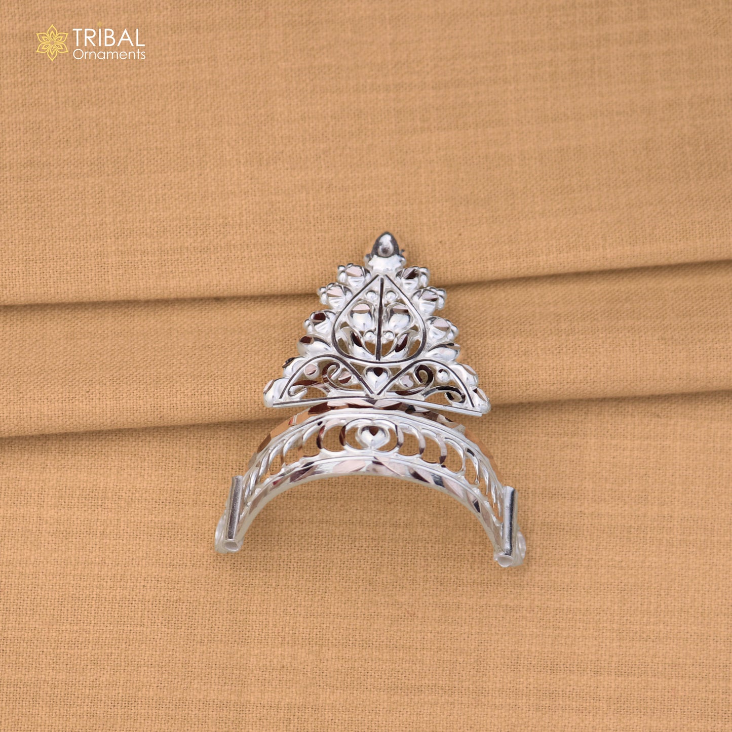 925 sterling silver vintage design krishan Mukut amazing goddess crown home temple art sm62