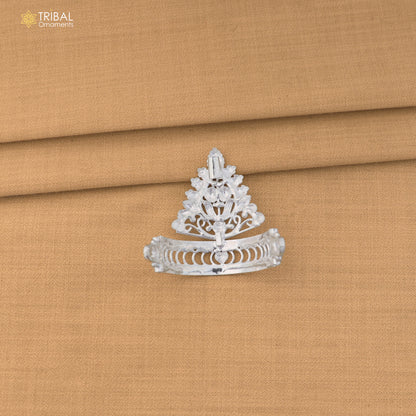 925 sterling silver vintage design krishan Mukut amazing goddess crown home temple art sm62