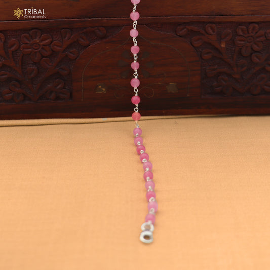 925 Sterling silver rose quartz beads bracelet for unisex jewelry sbr801