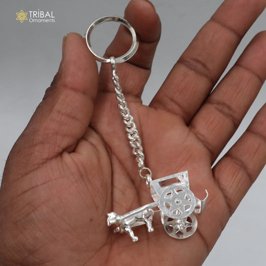 925 Sterling silver vintage CART design solid key chain, stylish royal gifting silver accessories unisex gift kch26 - TRIBAL ORNAMENTS