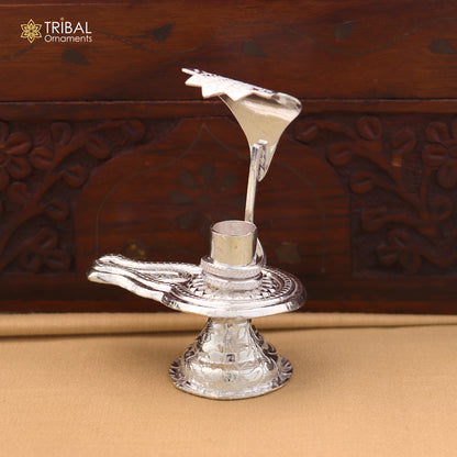 925 sterling silver Lord Shiva lingam stand, silver Shivling puja article, for wealth and prosperity art884