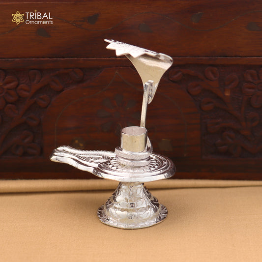 925 sterling silver Lord Shiva lingam stand, silver Shivling puja article, for wealth and prosperity art884