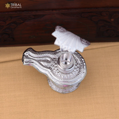 925 sterling silver Lord Shiva lingam stand, silver Shivling puja article, for wealth and prosperity art884