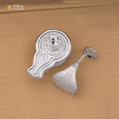 925 sterling silver Lord Shiva lingam stand, silver Shivling puja article, for wealth and prosperity art884