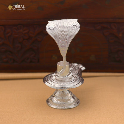 925 sterling silver Lord Shiva lingam stand, silver Shivling puja article, for wealth and prosperity art884