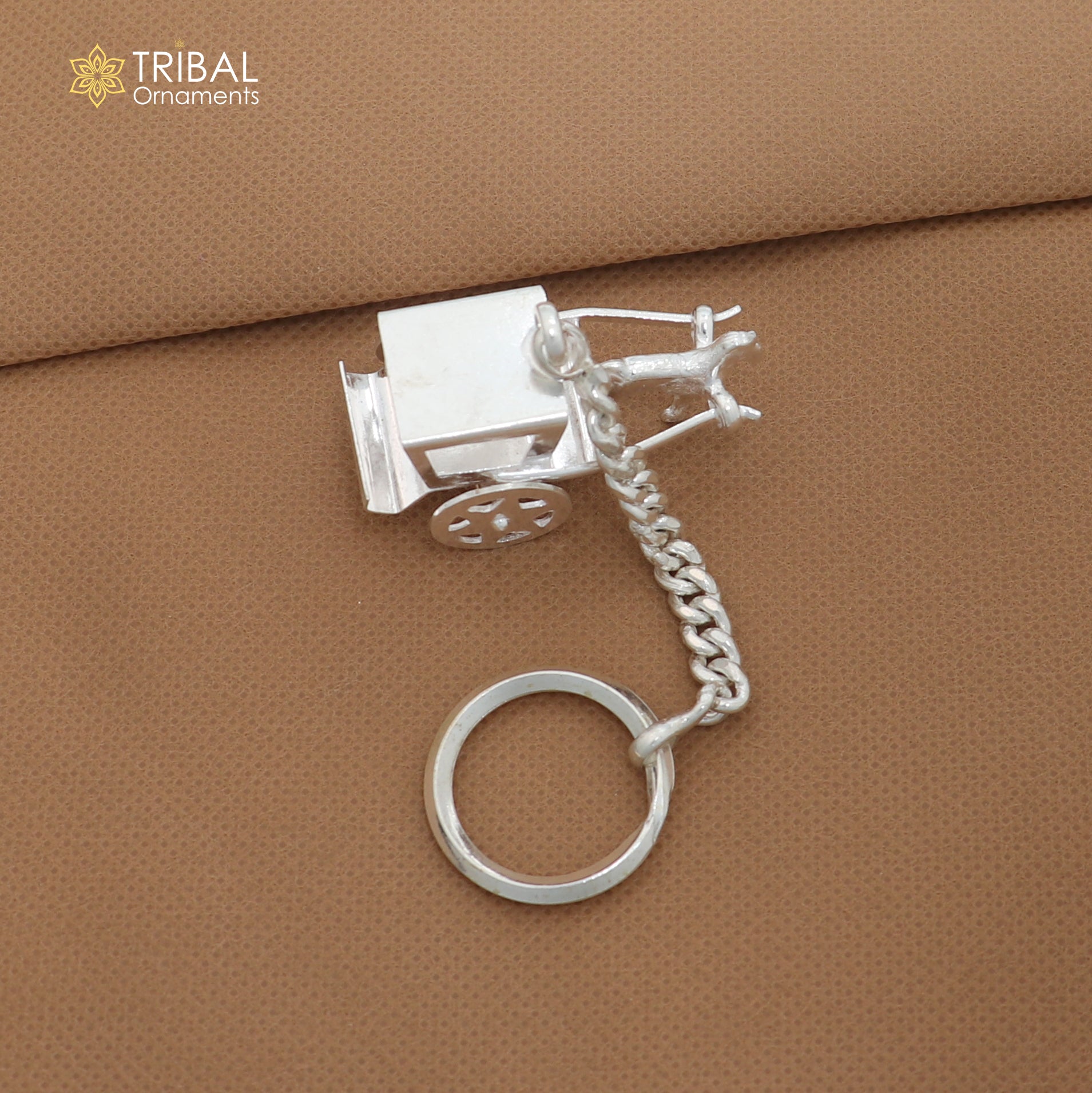 925 Sterling silver vintage CART design solid key chain, stylish royal gifting silver accessories unisex gift kch26 - TRIBAL ORNAMENTS
