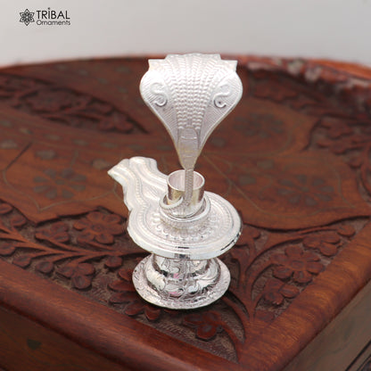 925 sterling silver Lord Shiva lingam stand, silver Shivling puja article, for wealth and prosperity art884