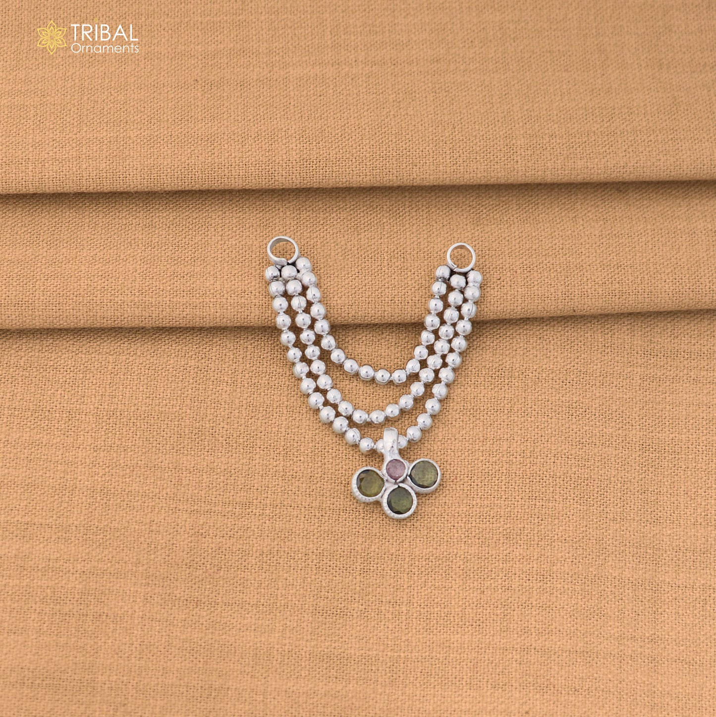 925 sterling silver 3 line beaded chain necklace for Lord Krishna Laddu Gopala jewelry set855