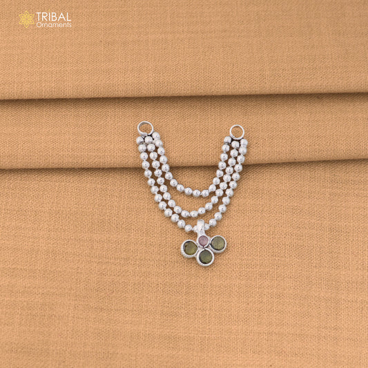 925 sterling silver 3 line beaded chain necklace for Lord Krishna Laddu Gopala jewelry set855