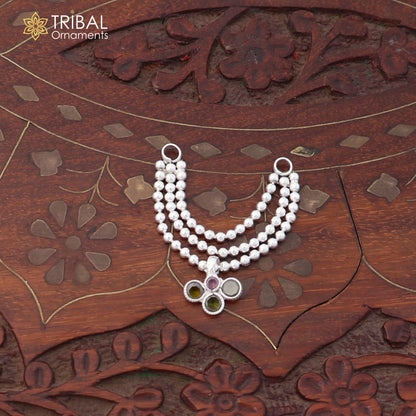 925 sterling silver 3 line beaded chain necklace for Lord Krishna Laddu Gopala jewelry set855