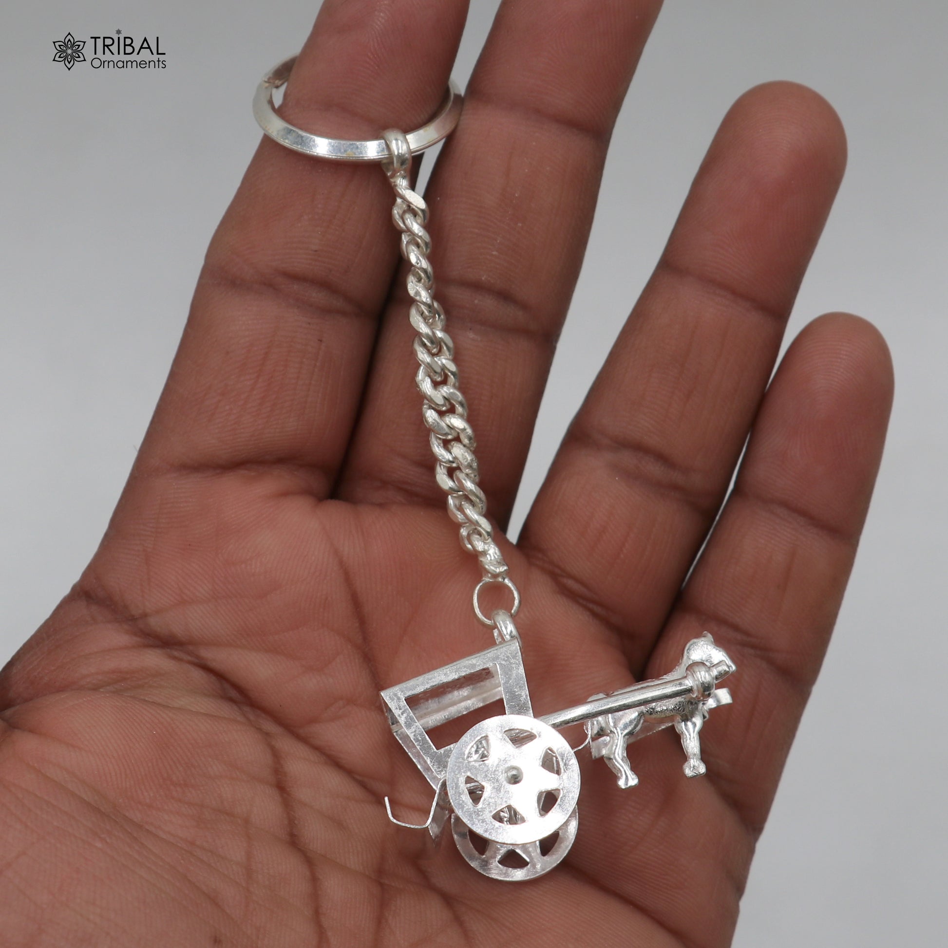 925 Sterling silver vintage CART design solid key chain, stylish royal gifting silver accessories unisex gift kch26 - TRIBAL ORNAMENTS